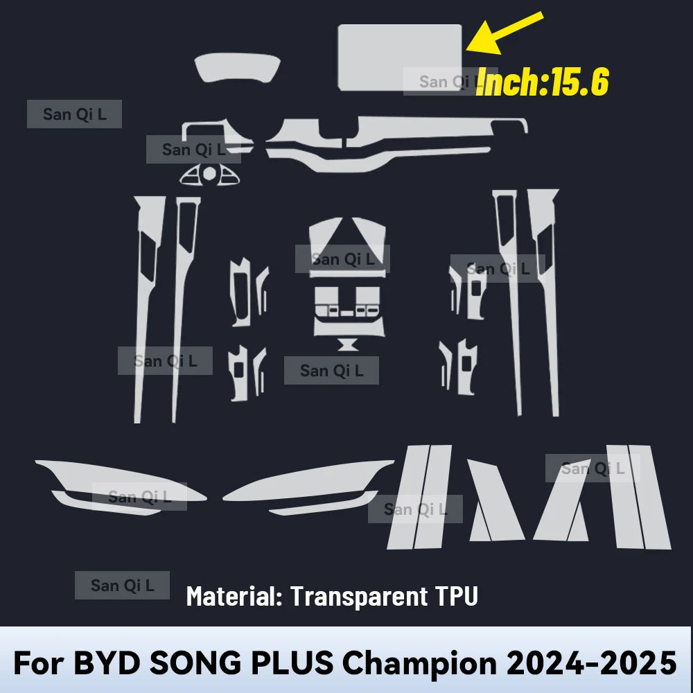 Film de protection en TPU pour tableau de bord multimédia de Console centrale intérieure de voiture, pour BYD SONG Plus Champion 2024 2025, accessoires de voiture