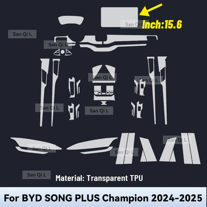 Film de protection en TPU pour tableau de bord multimédia de Console centrale intérieure de voiture, pour BYD SONG Plus Champion 2024 2025, accessoires de voiture