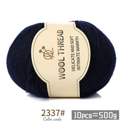500g 290 Fil de laine d'alpaga peigné moyennement grossier, kit de matériel de tricot fait à la main chaud et à la mode pour l'automne et l'hiver, plusieurs couleurs de boules de fil pour fabriquer des pulls, des foulards