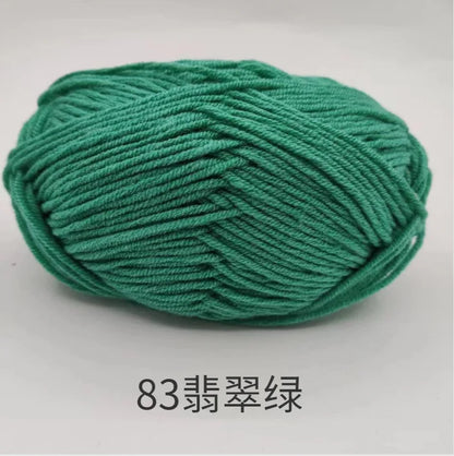 40-50 جم/المجموعة خيوط قطنية حليبية 4 طبقات (80%) للحياكة، صبغة لانا لعمل الكروشيه اليدوي، سترة قبعة دمى بسعر منخفض