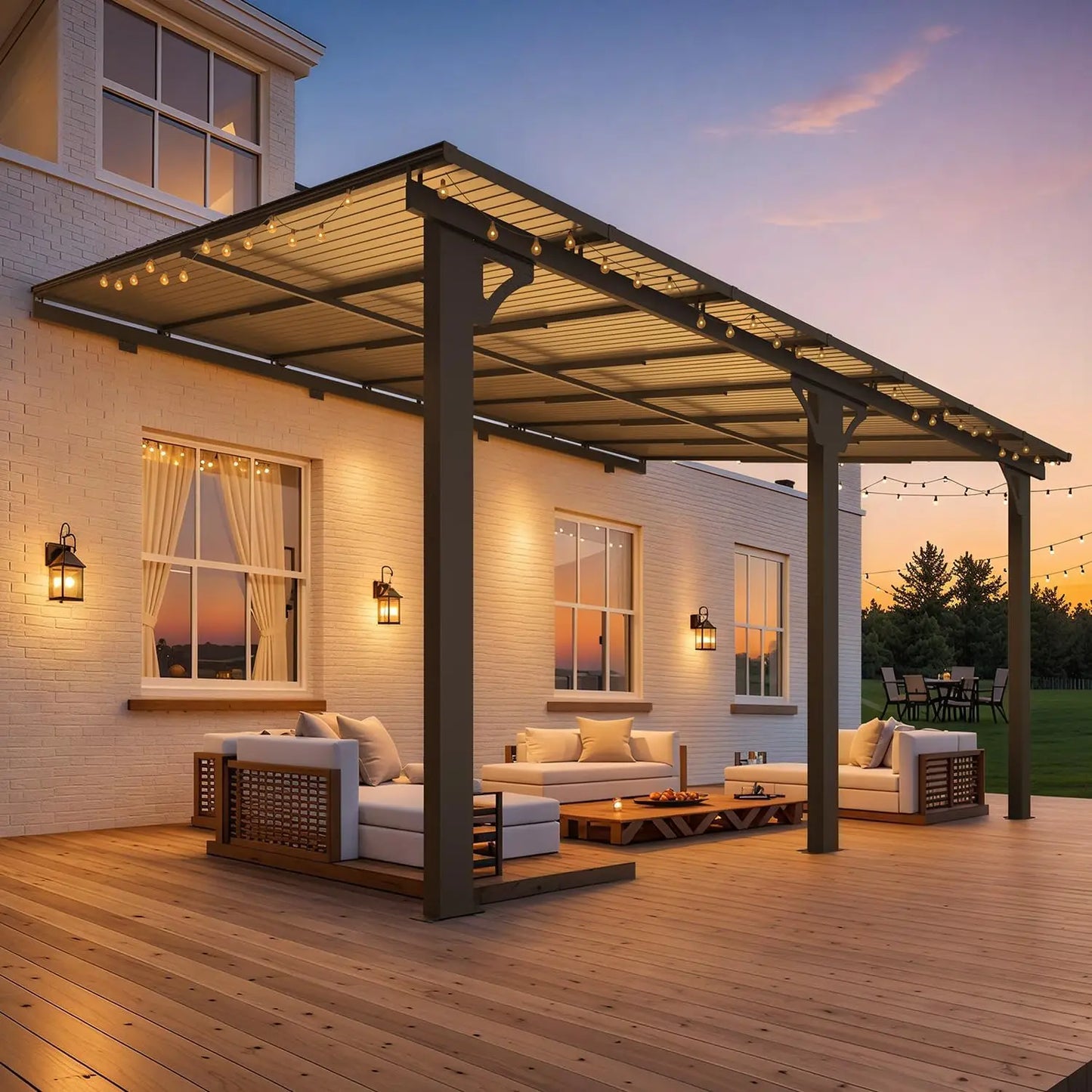 Pergola d'extérieur inclinable réglable en hauteur 10' x 14' pour patio, abri en métal robuste avec auvents métalliques