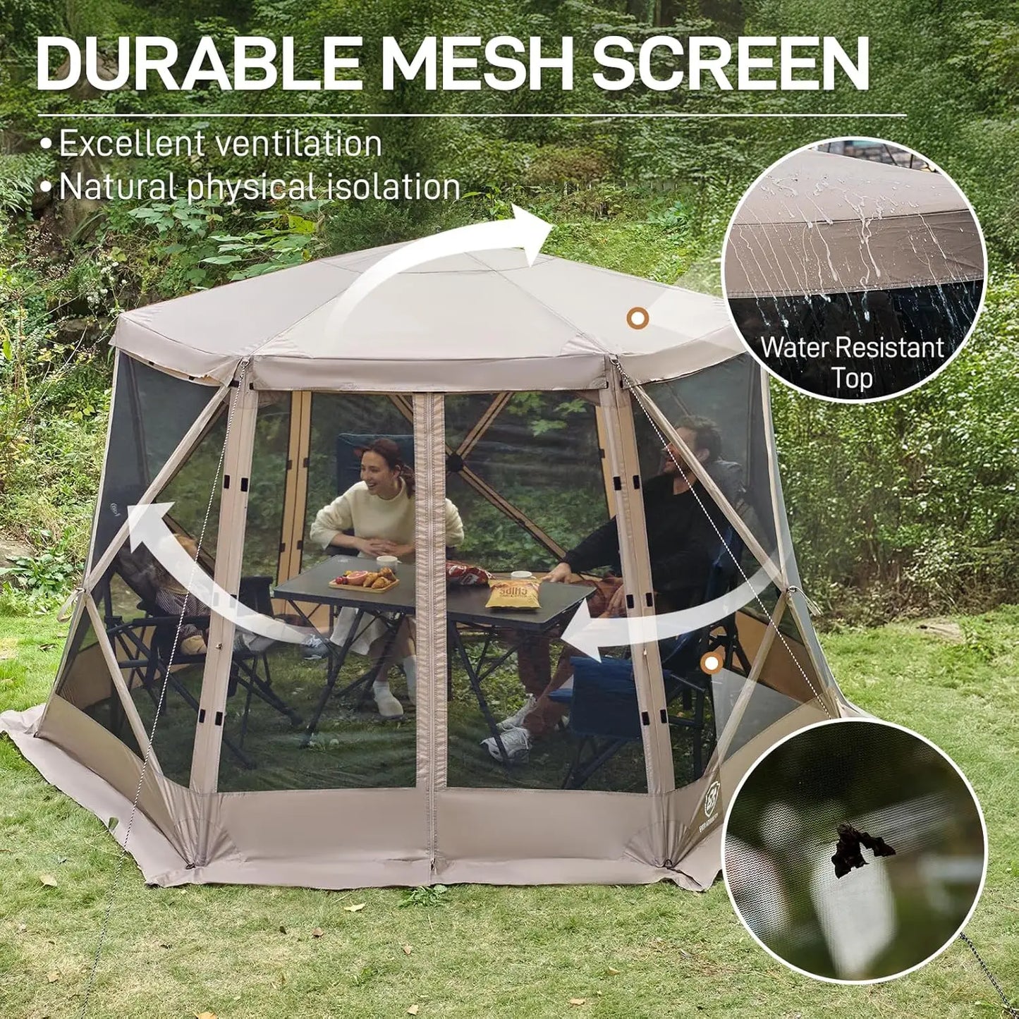 Tente Pop-up avec Moustiquaire pour le Camping 11,5 x 9,8 pi, Abri Instantané avec Filet, Abri Portable pour