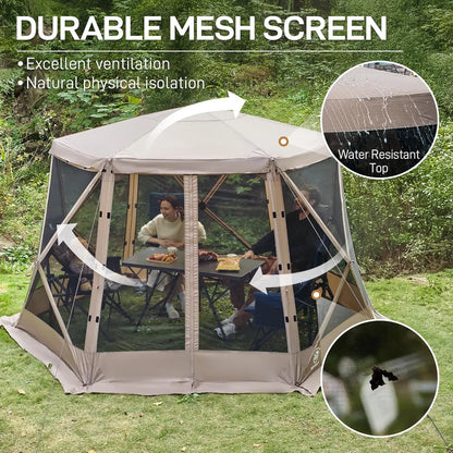 Tente Pop-up avec Moustiquaire pour le Camping 11,5 x 9,8 pi, Abri Instantané avec Filet, Abri Portable pour