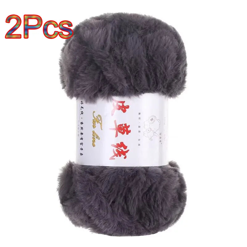 Fil de laine de vison, 2 pièces, fil de fausse fourrure, cachemire, tricot à la main, Crochet, fil de pull, vêtements, écharpe, fil de vison moelleux