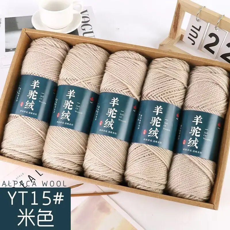 Fil de laine d'alpaga et cachemire, 500 g/ensemble, pour vêtements au Crochet, chapeaux, gants, moyennement épais, 3 plis, fil de laine tricoté à la main de haute qualité, gonflé