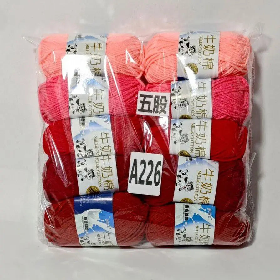 Fil de coton au lait de couleurs mélangées, 10 pièces, 500g, 5 plis, ensemble de fils au Crochet doux, fleurs tricotées à la main, fils peignés artisanaux au Crochet