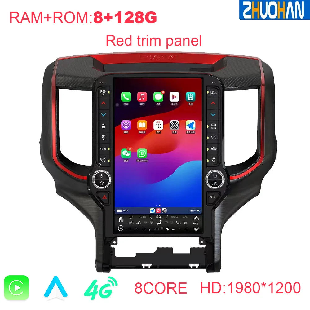 Autoradio Android 13 de 13.6 pouces, pour Dodge RAM 1500 2500 3500 2019 – 2022, lecteur multimédia stéréo automatique, écran tactile GPS