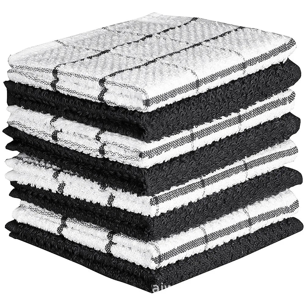 Chiffons de cuisine en coton à carreaux, chiffons de cuisine, essuie-mains, débarbouillettes super douces et absorbantes, 12x12in, 6 paquets
