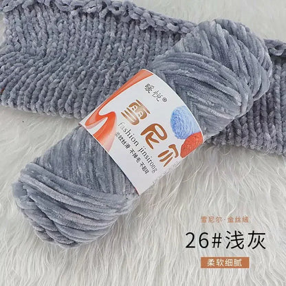 Fil de Velours en Polyester Mélangé de Coton Chenille, Crochet Ogo Doux pour Bébé, Fil Optique pour Écharpe, Bricolage Fait à la Main, 100 g/Rouleau