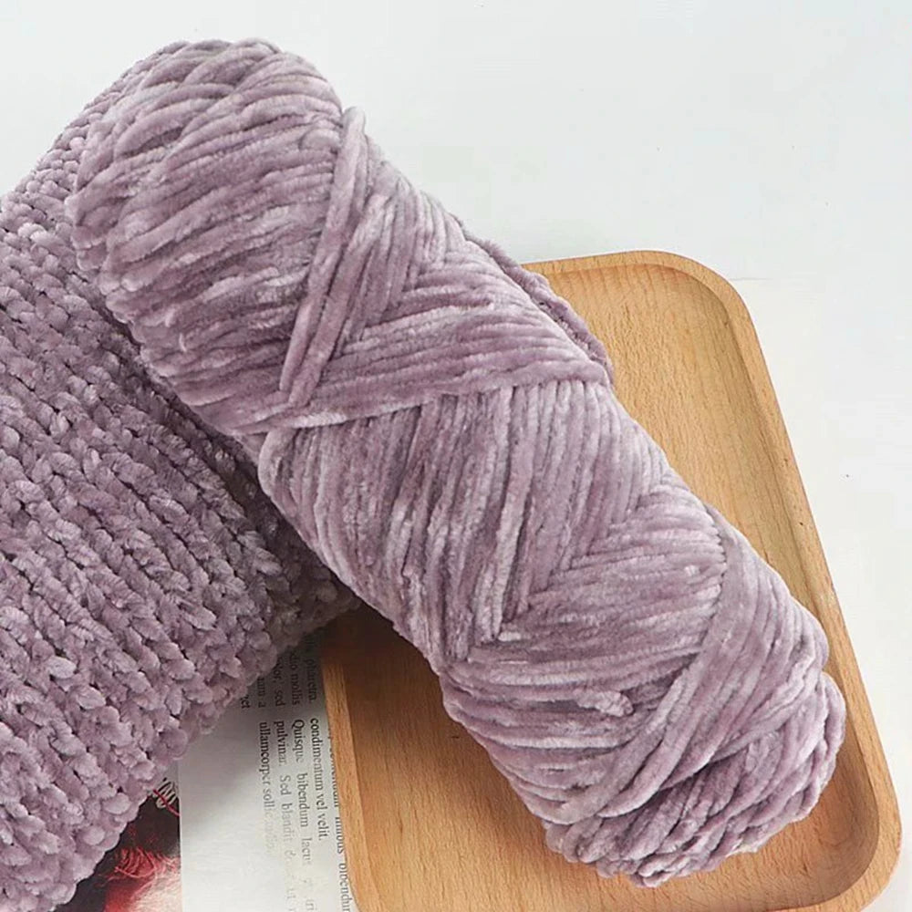 Fil de velours doux en Chenille, mélange de laine tricotée au Crochet, écharpe faite à la main, manteau, couverture et chapeau pour bébé, 95g