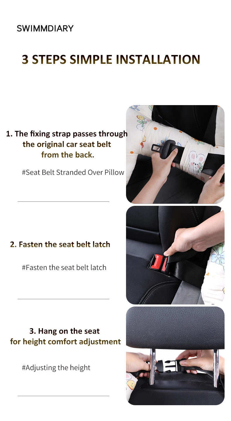 Cute Animal Pattern Kid Neck Head Support, U-Shape Children Travel Pillow Cushion for Car Seat, Safety Neck Pillow for Kids