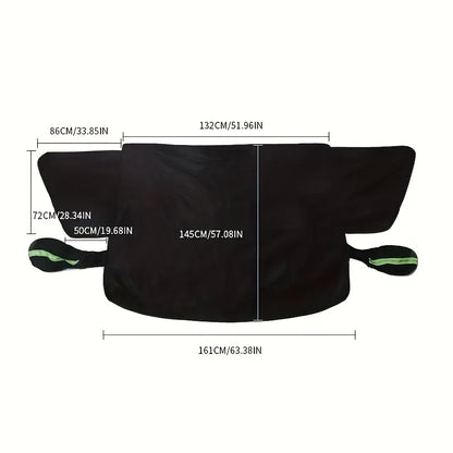 Housse de neige pour pare-brise de voiture à sangle magnétique et fixe – Protecteur de pare-brise toutes saisons en tissu Oxford robuste avec protection UV/soleil