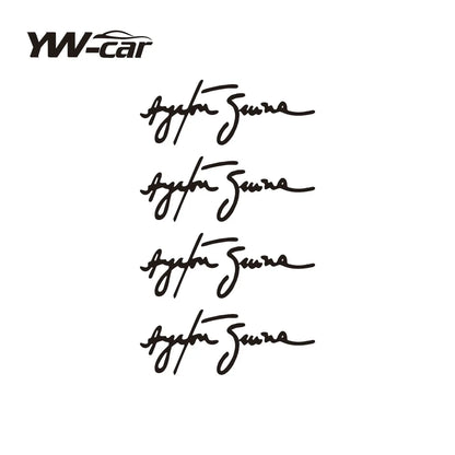 Autocollants de personnalité Ayrton Senna Signature pour voiture, accessoires de couverture de moto, rayures imperméables en PVC 11cm x 4cm, 4 pièces/lot