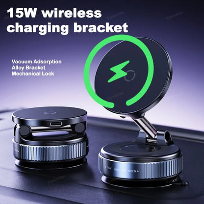 360 °   Ventouse à vide rotative pour iPhone série 12-17, charge rapide, chargeur sans fil magnétique Super puissant pour voiture, support pour téléphone