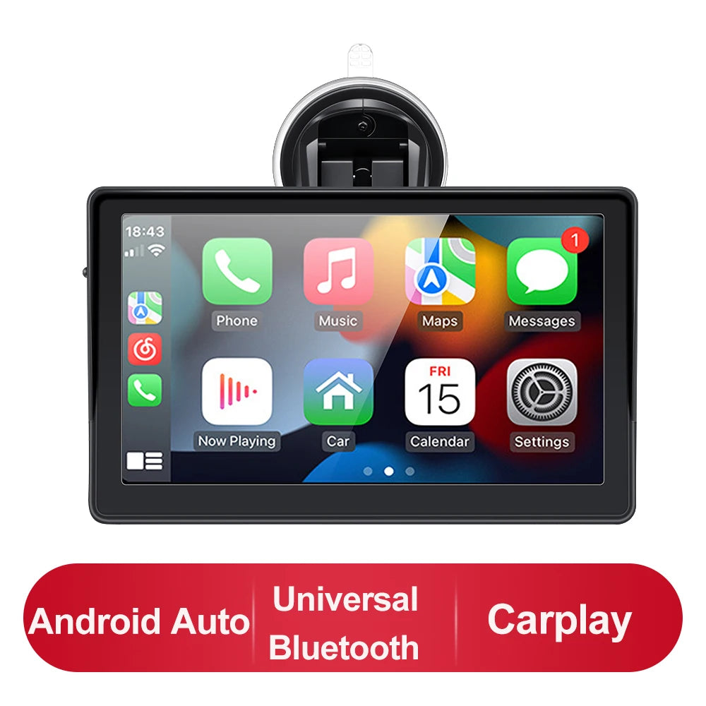 Autoradio Portable CarPlay Android Auto, lecteur vidéo multimédia de 7 pouces, écran tactile avec USB AUX pour caméra de recul