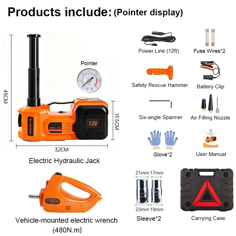 Cric hydraulique pour voiture électrique 5T, avec pompe gonflable intégrée et lumière LED, pour camion SUV, changement de pneu 150 ~ 450mm
