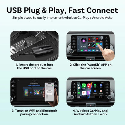 OTTOCAST Play2 vidéo Pro Carplay Ai Box adaptateur automatique Android sans fil intégré Youtube Netflix pour VW Benz Ford 99% de voitures