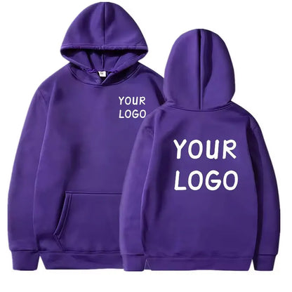 Sweat à capuche décontracté avec LOGO de votre marque pour hommes et femmes, pull de couleur unie, personnalité de rue, cadeaux personnalisés, DIY