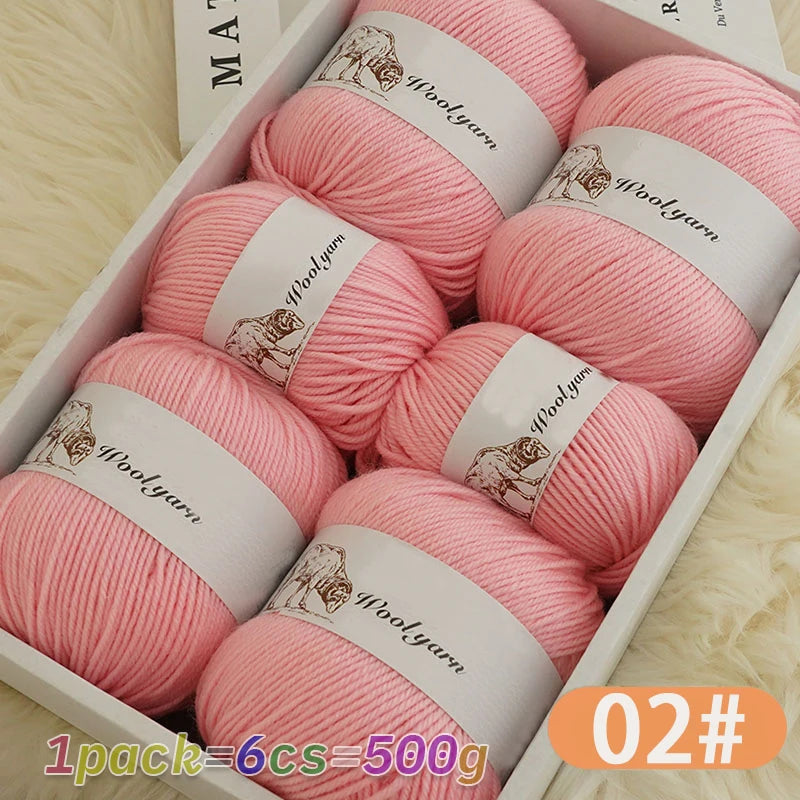 Fil de laine moyen de couleur Pure, 500g, à la mode, Simple, chaud, fait à la main, adapté aux écharpes à tricoter, pulls, gants, chapeaux