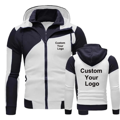 Sweat à capuche à Double fermeture éclair pour homme, sweat-shirt, veste à capuche avec votre Logo personnalisé, mode automne/hiver