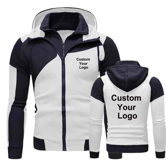 Sweat à capuche à Double fermeture éclair pour homme, sweat-shirt, veste à capuche avec votre Logo personnalisé, mode automne/hiver