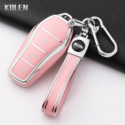 Pour BYD Song Plus Atto 3 Han EV Tang DM Qin joint dauphin mode TPU voiture clé housse protégée porte-clés Fob accessoires