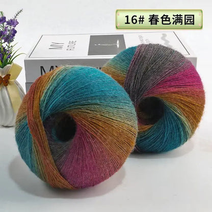 Fil de laine arc-en-ciel 200 g/ensemble, pour tricoter, châles, écharpes, pulls, vestes, chapeaux, bricolage, fil de teinture à Segment doux et confortable