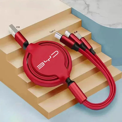 Câble de données à charge rapide, 100W, multifonctionnel, 3 en 1, BYD M6 G3 G5 T3 13 F3 F0 Dock S7 E5 E6 L3, Tang Yuan ATTO3 Song
