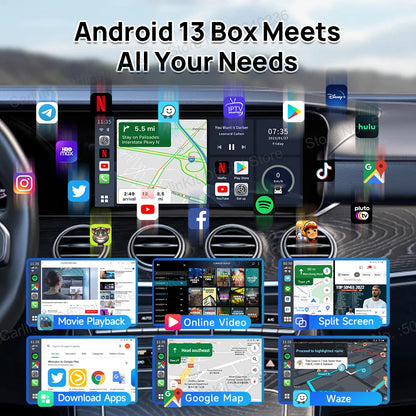 CarlinKit-Smart CarPlay Ai Box, Android 13, prend en charge Netflix, écran partagé prometteur, sans fil, Auto et CarPlay, Smart TV Box, 2026