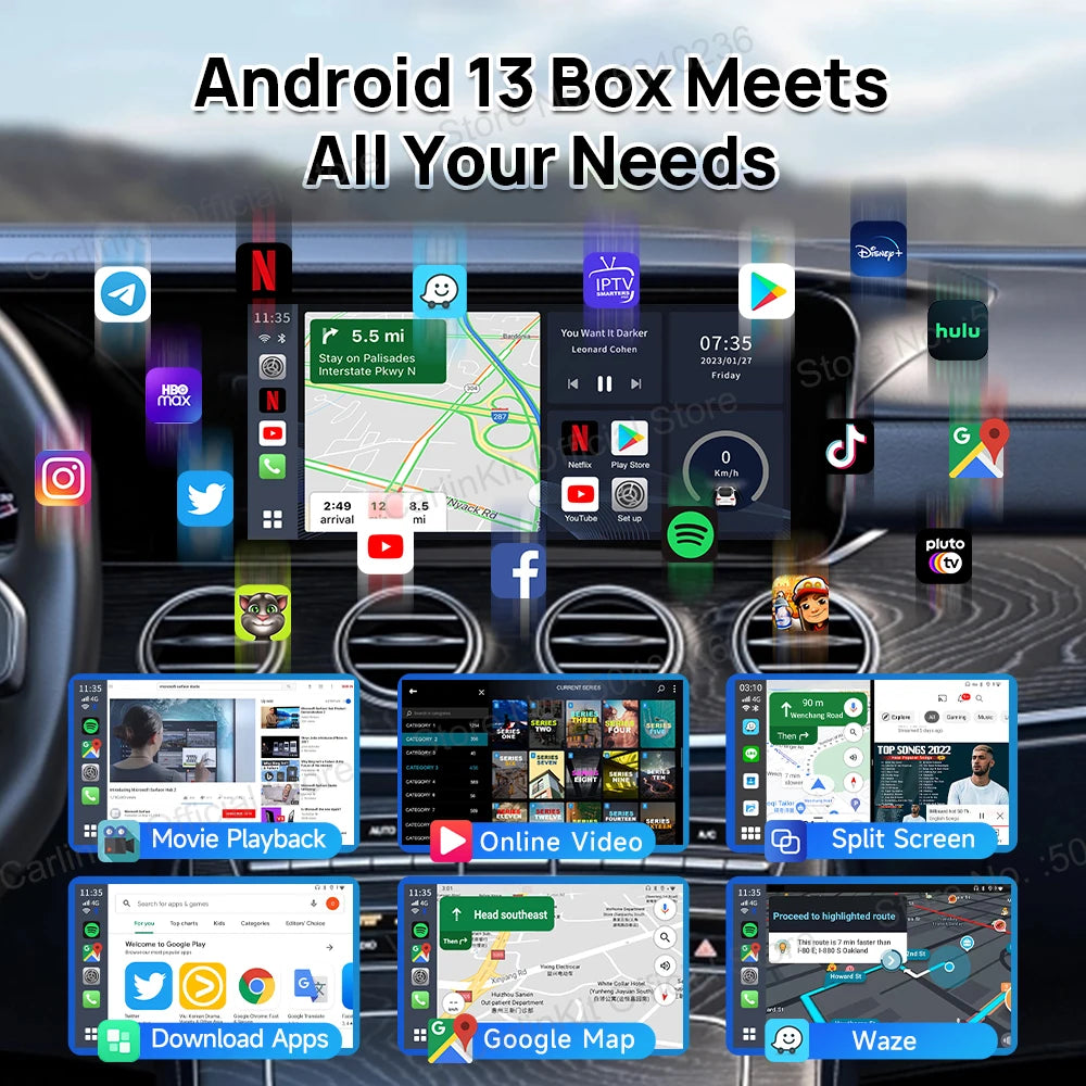 CarlinKit-Smart CarPlay Ai Box, Android 13, prend en charge Netflix, écran partagé prometteur, sans fil, Auto et CarPlay, Smart TV Box, 2026