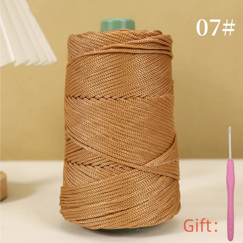 Corde légère au crochet, 250g, 3mm, fil creux cool au crochet, chapeau de soleil d'été, tricot à la main, fils épais, sac, coussin de chapeau