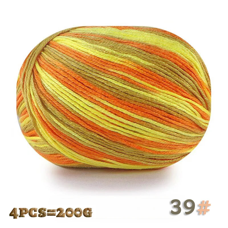 200 g 6 brins de boules de fil doux tricotées faites à la main d'épaisseur moyenne pour la fabrication de pulls, chapeaux, foulards, gants, chaussures en fil, boules de fil doux, 1 pièce = 4 boules = 200 grammes