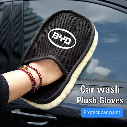 Gants de nettoyage en peluche pour voiture, serviette de lavage en laine épaisse pour BYD Atto 3 Yuan Plus Han Tang EV F3 E6 Dmi Song F0 Qin Pro G3 I3 Ea1 G6