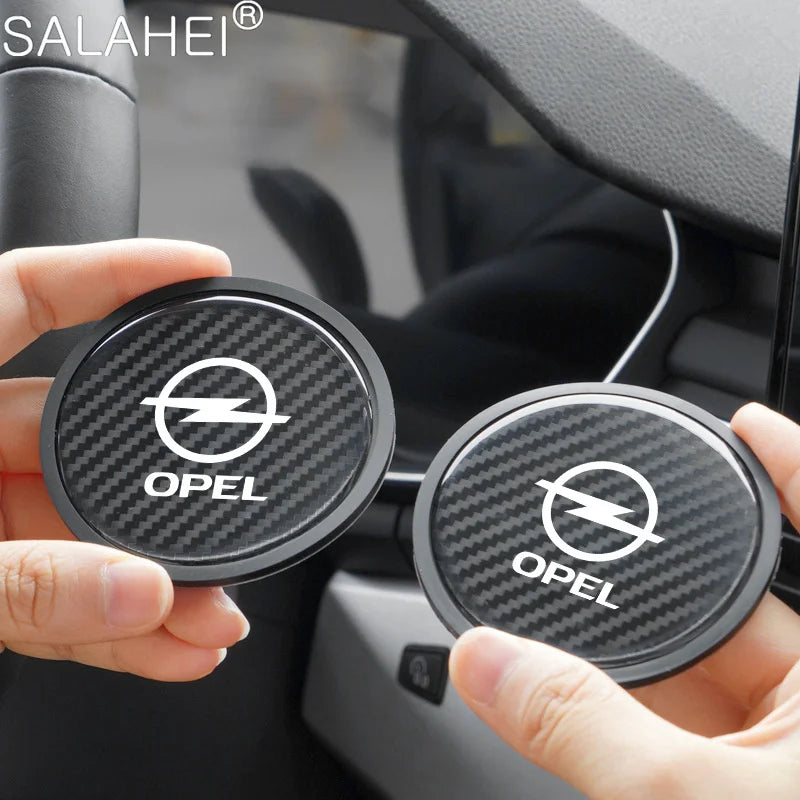 Dessous de verre antidérapant en Fiber de carbone pour tasse d'eau de voiture, pour Opel Astra J K OPC Corsa Vectra D Zafira B Insignia Mokka Vivaro