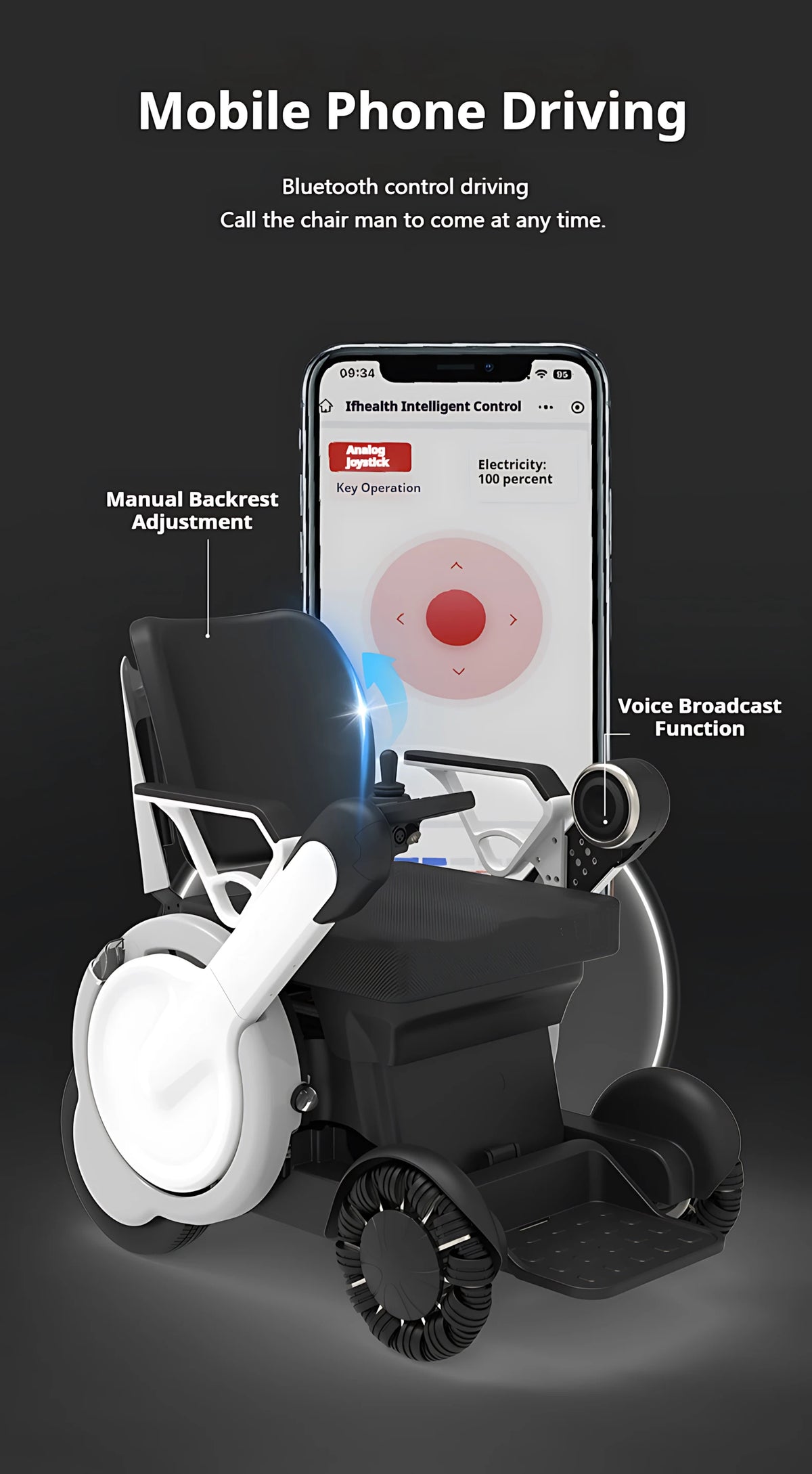 Fauteuil roulant électrique léger et intelligent haut de gamme, fauteuil roulant électrique multifonctionnel pour handicapés.