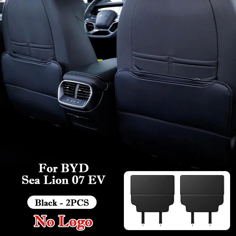 لـ BYD Sea Lion 07 EV 2024 2025 واقي ركل خلفي لمقعد السيارة من الجلد، بساط حماية مضاد للأوساخ والركل، إكسسوارات داخلية