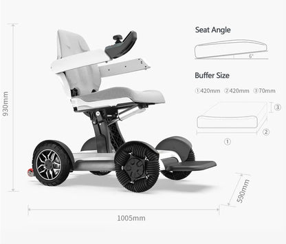 كرسي متحرك كهربائي آلي قابل للطي 360 درجة، كرسي متحرك كهربائي ذكي محمول لكبار السن