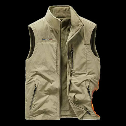 Gilet de sport d'extérieur pour homme, doublé polaire, épais, automne-hiver, décontracté, col montant, grande taille, coupe classique