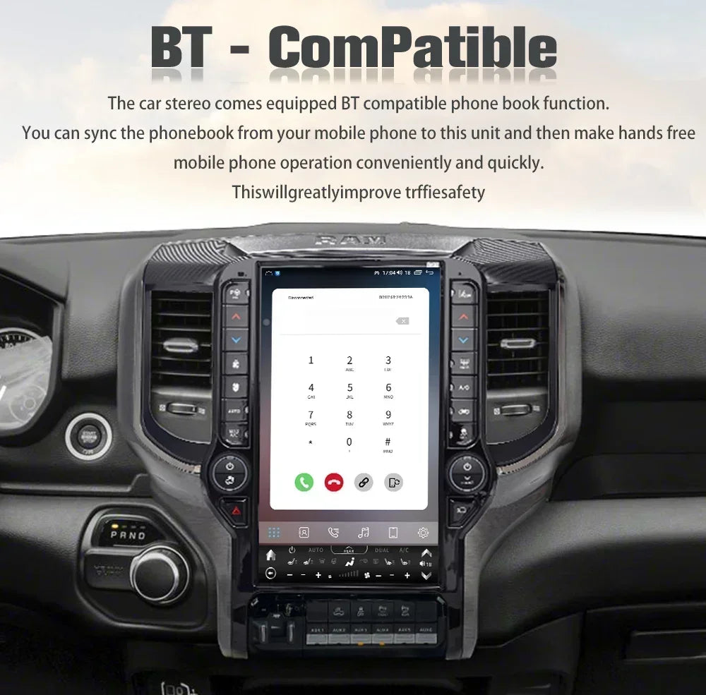 13.6 pouces Android écran Radio GPS Carplay voiture multimédia lecteur vidéo stéréo Navi unité principale pour Dodge Ram 2019 2020 2021 2022
