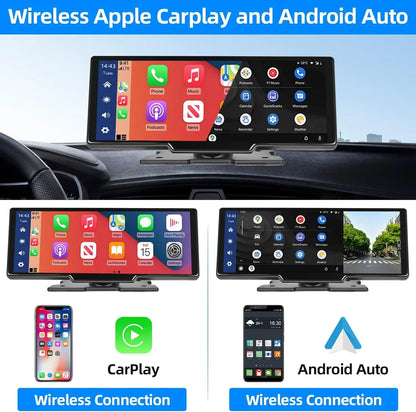 Écran de lecture de voiture de 10.26 pouces, CarPlay sans fil et Android Auto Dash Cam caméra arrière multimédia stéréo, Radio FM AUX, écran tactile de voiture