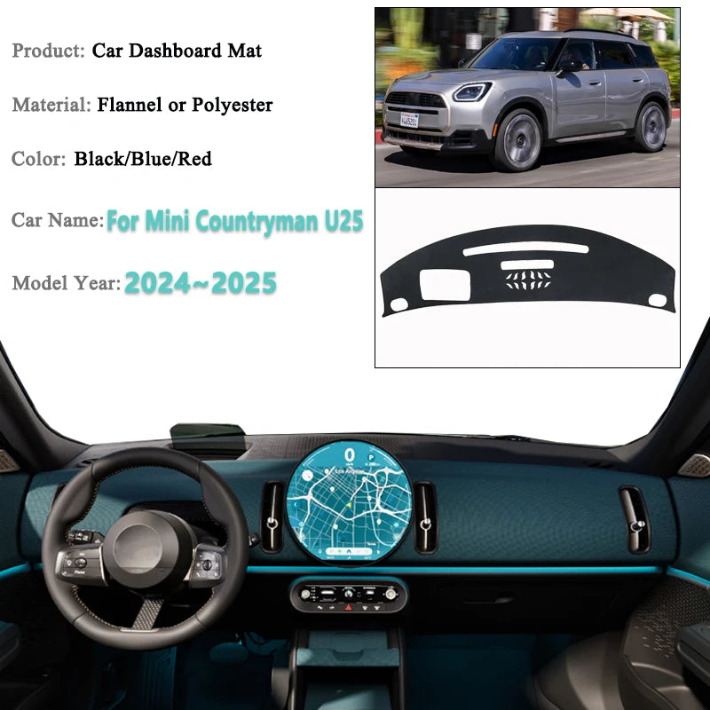Couverture de tableau de bord pour Mini Countryman U25, accessoires 2024 2025 2026, tapis de Protection, Cape d'ombre, autocollant Anti-soleil pour voiture