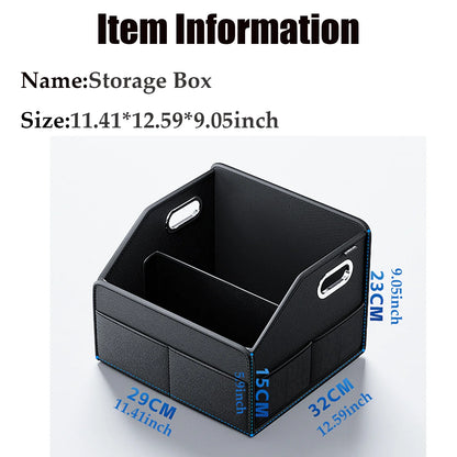 ZukMi Organisateur de coffre de voiture pliable en cuir de qualité supérieure - Boîte de rangement universelle étanche pour SUV, berlines et camions (capacité 2,5 L)