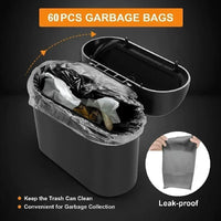 Mini poubelle de voiture anti-fuite avec couvercle, 1 pièce, petits accessoires de voiture comprenant 60 (300) sacs poubelles pour l'intérieur du véhicule