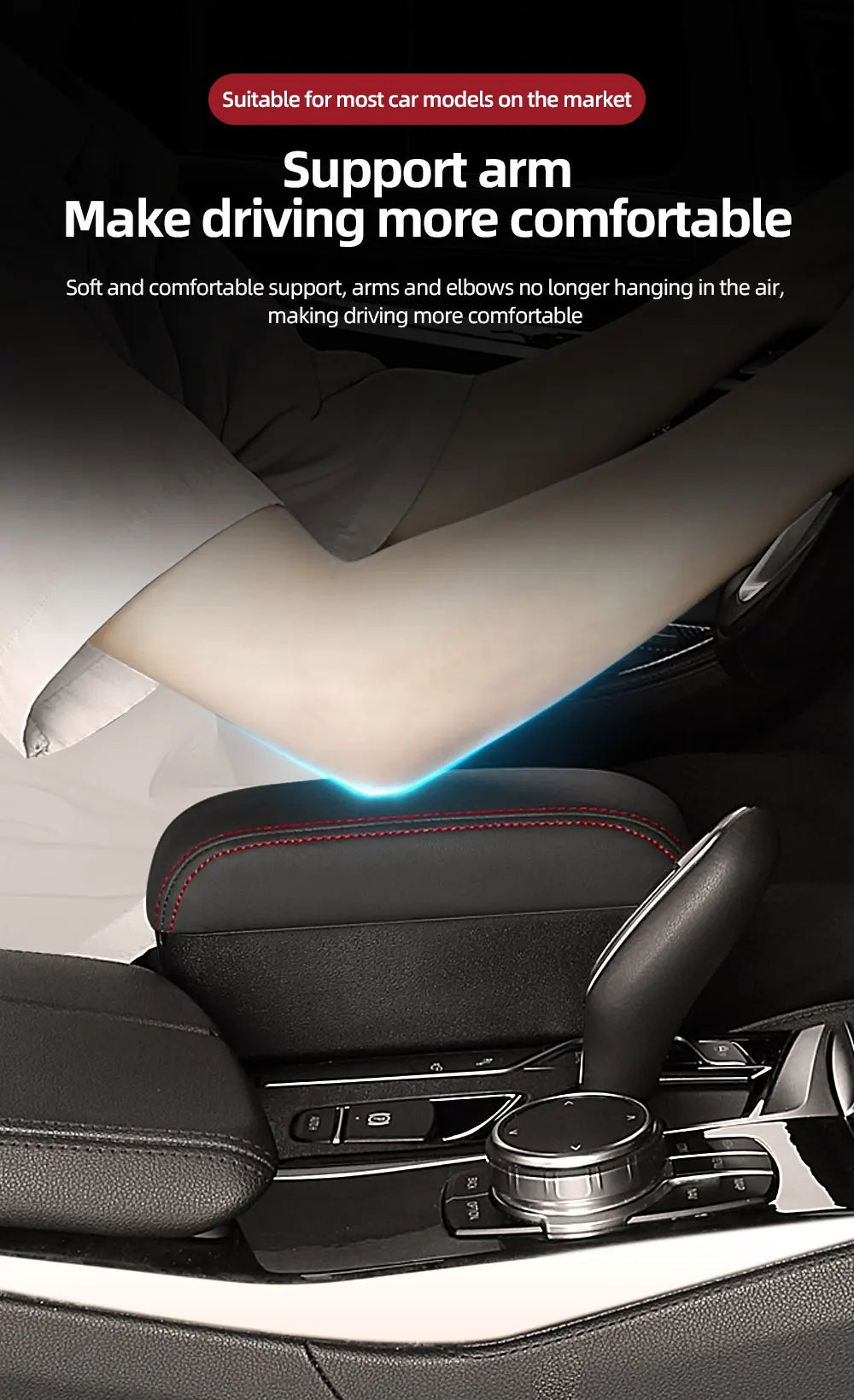 Organisateur de stockage d'espace de Console centrale de voiture réglable en hauteur avec plateau relevable Support de coude accoudoir pour SUV berline