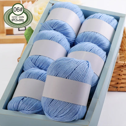 Fil de mélange de soie de luxe 6 pièces/ensemble, 50g chacun, fil à tricoter doux adapté aux pulls, couvertures et écharpes pour bébé, plusieurs couleurs
