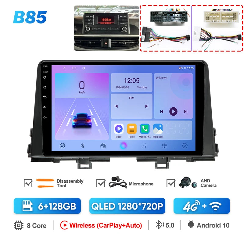 QSZN pour KIA Picanto Morning 3 JA 2018 - 2019 Android 13 autoradio lecteur vidéo multimédia CarPlay Auto 4G GPS Navigation stéréo