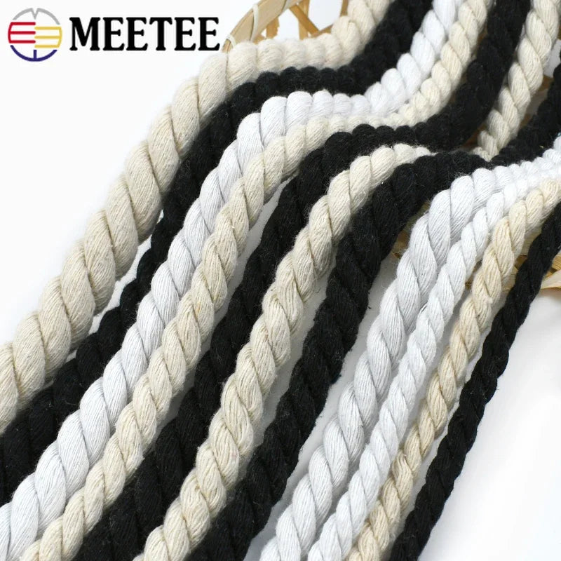 Cordons en macramé de 5 mètres, 7-15mm, 3 actions, corde torsadée en coton pour sac fait à la main, matériel artisanal pour la maison, accessoires de couture