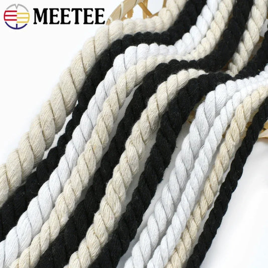 Cordons en macramé de 5 mètres, 7-15mm, 3 actions, corde torsadée en coton pour sac fait à la main, matériel artisanal pour la maison, accessoires de couture