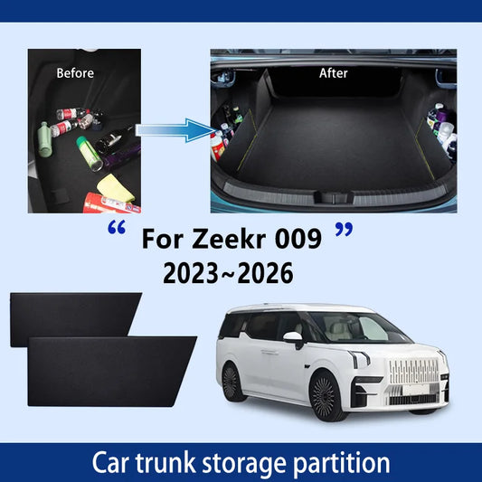 Accessoires de voiture pour Zeekr 009 2023 ~ 2026, cloison de rangement épaisse pour coffre, rangement multifonction, organisateur de pièces intérieures automobiles
