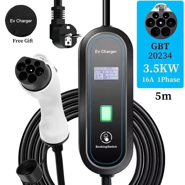 Chargeur de voiture Portable GBT Type 1 Type 2, 16a, EV Portable avec câble de 3.5M 5M, Station de recharge de voiture réglable en courant